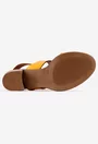 Sandale dama galbene din piele naturala cu aspect perforat