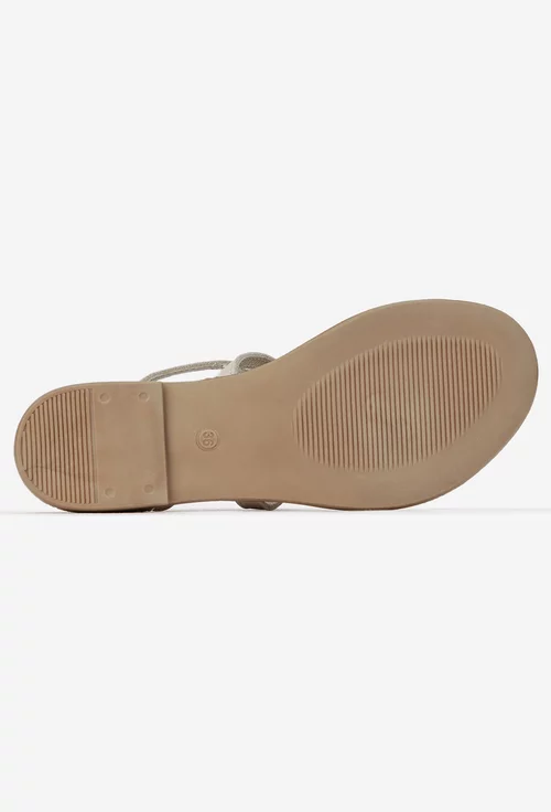 Sandale dama grej din piele cu barete in x
