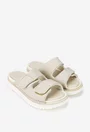 Sandale dama gri din piele texturata model stil papuc