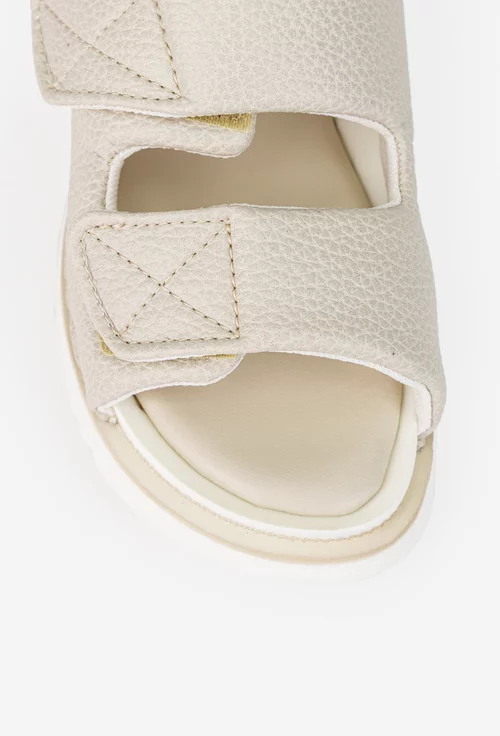 Sandale dama gri din piele texturata model stil papuc