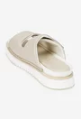 Sandale dama gri din piele texturata model stil papuc