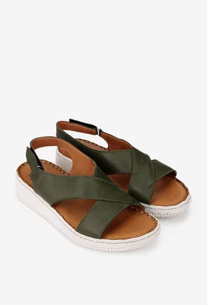 Sandale dama kaki din piele naturala
