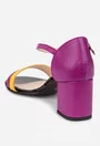 Sandale dama magenta cu galben din piele naturala