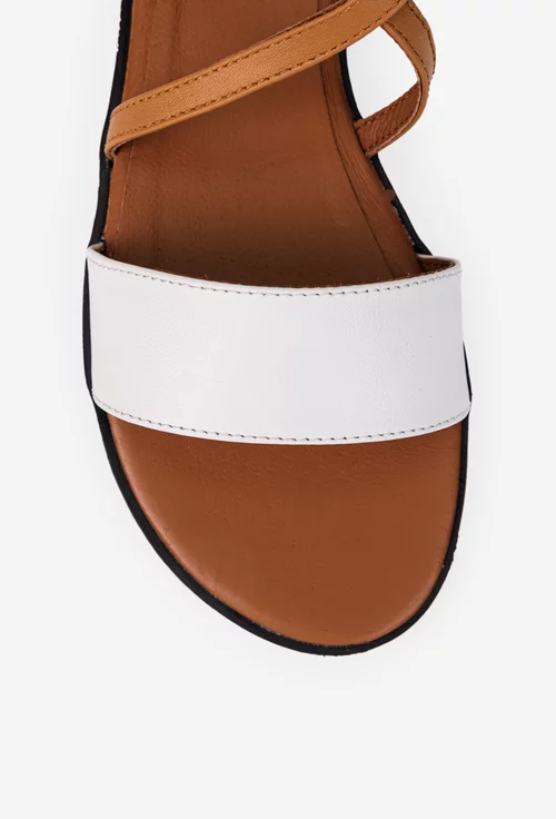 Sandale dama maro cu alb realizate din piele naturala