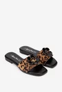 Sandale dama maro cu negru din piele cu ornament model tip papuc