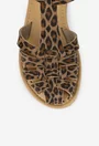 Sandale dama maro din piele cu imprimeu animal print