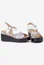 Sandale dama multicolore din piele cu platforma