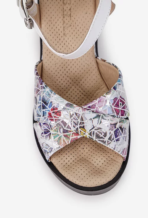 Sandale dama multicolore din piele cu platforma