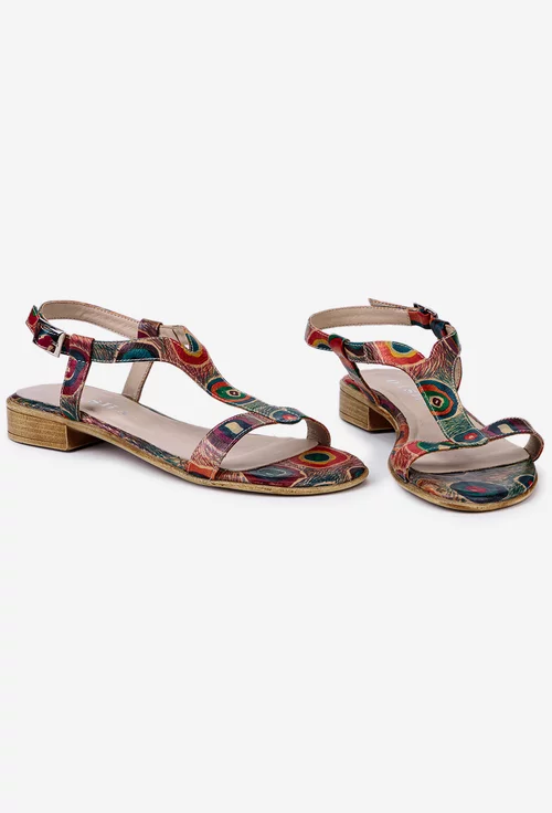 Sandale dama multicolore din piele naturala