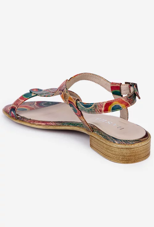 Sandale dama multicolore din piele naturala