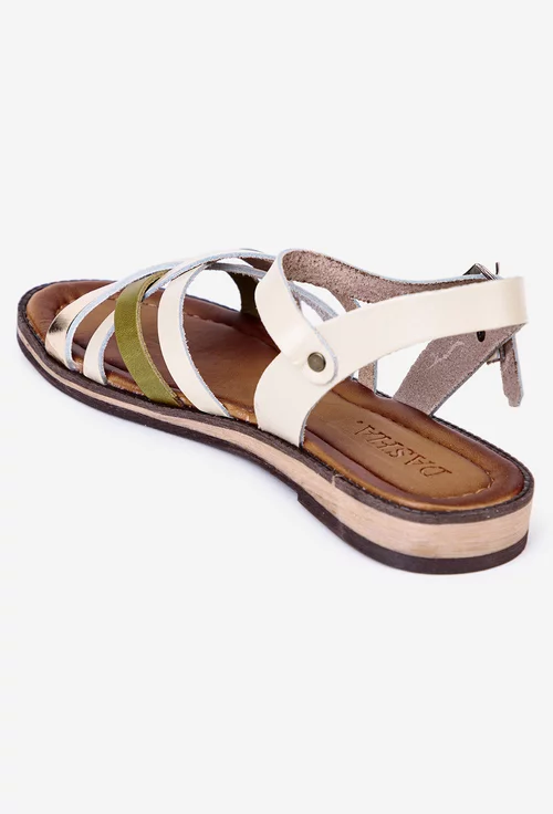 Sandale dama multicolore din piele naturala