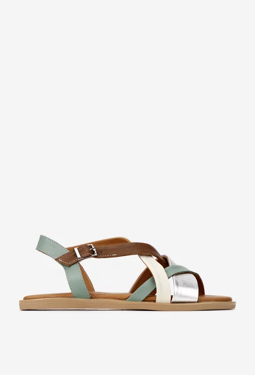 Sandale dama multicolore din piele naturala