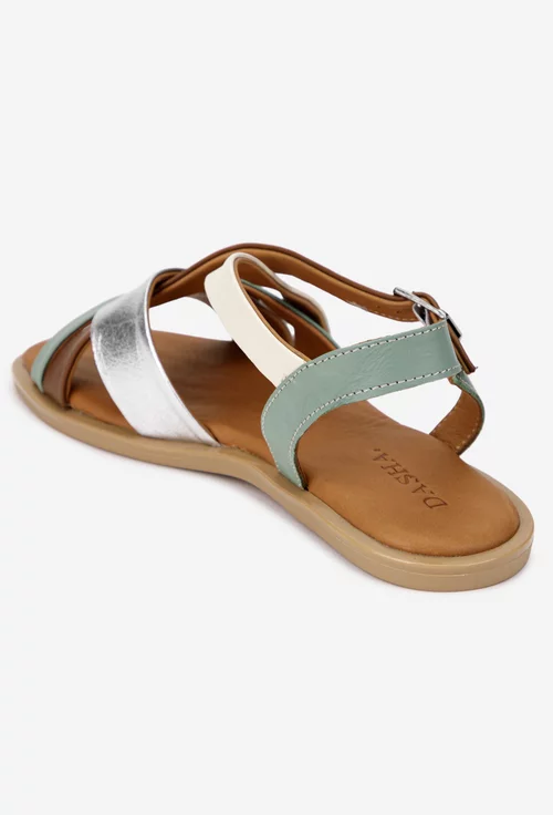 Sandale dama multicolore din piele naturala