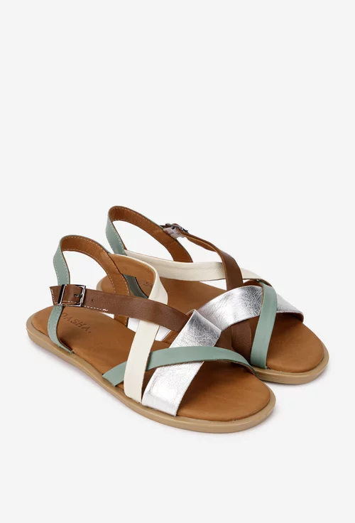 Sandale dama multicolore din piele naturala