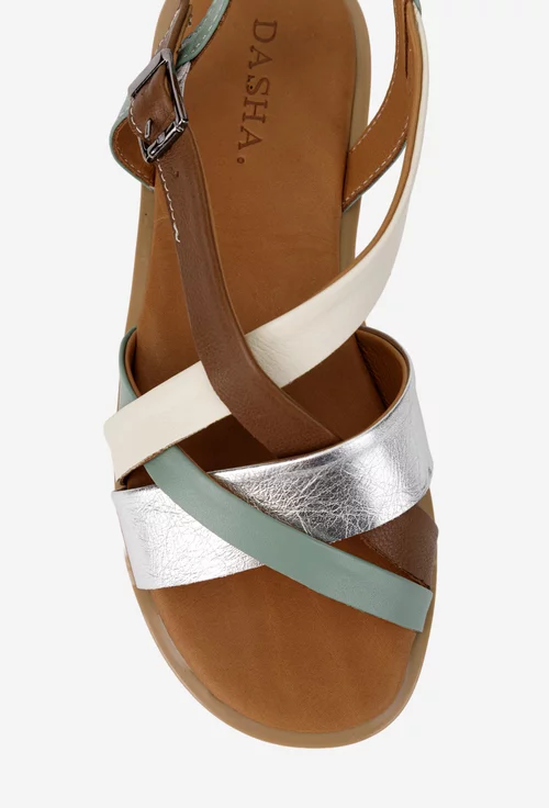 Sandale dama multicolore din piele naturala