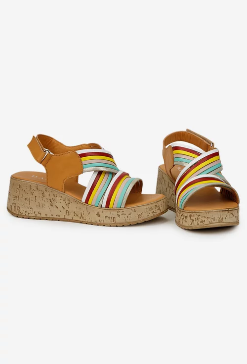 Sandale dama multicolore din piele naturala