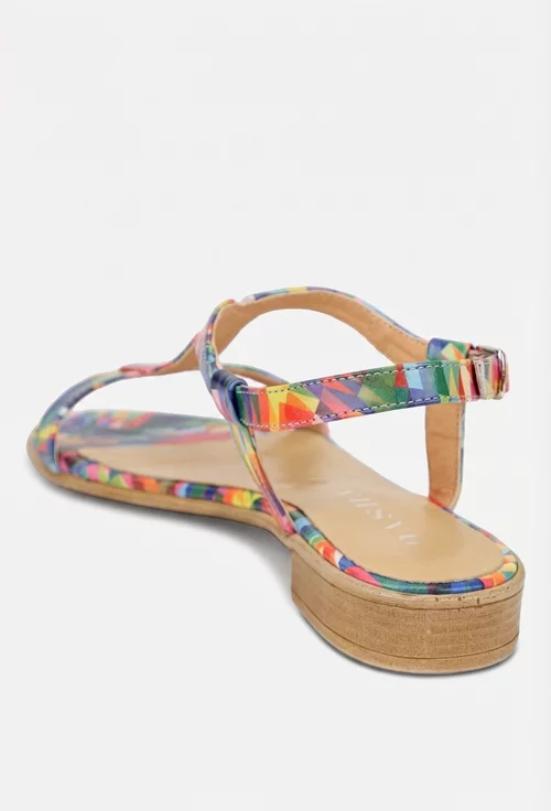Sandale dama multicolore din  piele naturala