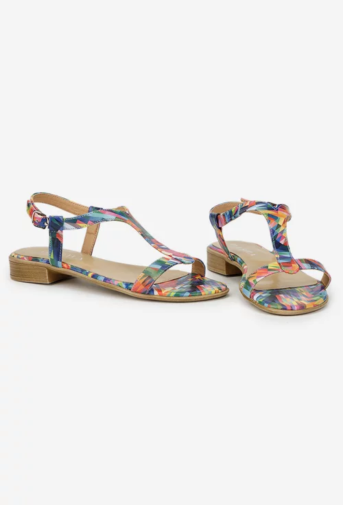 Sandale dama multicolore din  piele naturala
