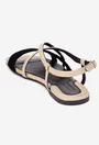 Sandale dama negre cu taupe din piele