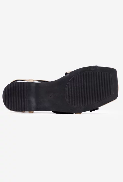 Sandale dama negre cu taupe din piele
