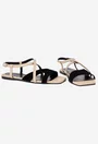 Sandale dama negre cu taupe din piele