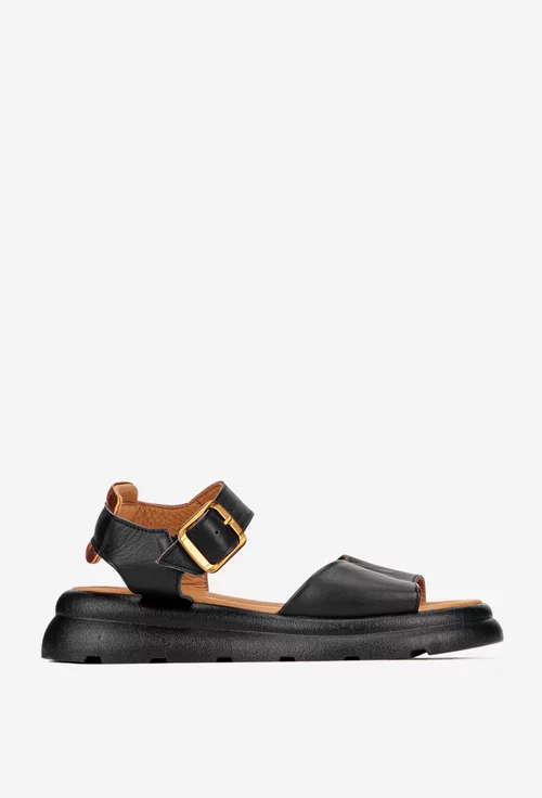 Sandale dama negre din piele