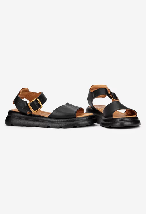 Sandale dama negre din piele
