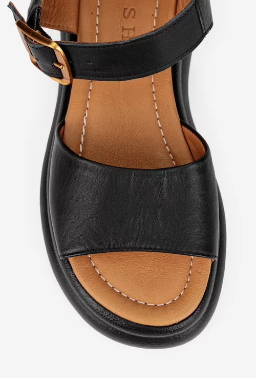 Sandale dama negre din piele
