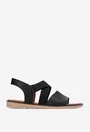 Sandale dama negre din piele cu barete elastice