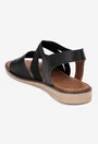 Sandale dama negre din piele cu barete elastice