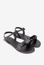 Sandale dama negre din piele cu funda