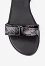 Sandale dama negre din piele cu funda