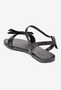 Sandale dama negre din piele cu funda