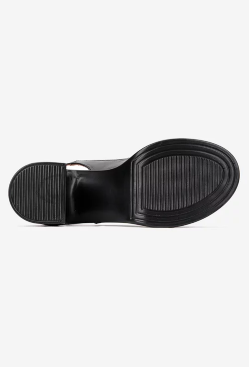 Sandale dama negre din piele cu platforma si toc gros
