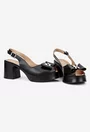 Sandale dama negre din piele cu platforma si toc gros