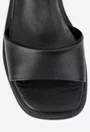 Sandale dama negre din piele cu varful patrat