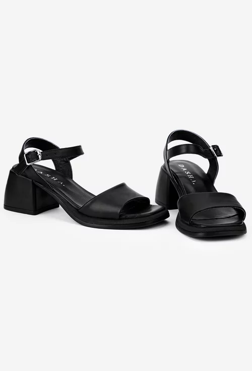 Sandale dama negre din piele cu varful patrat