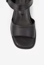 Sandale dama negre din piele cu varful patrat