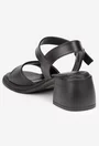Sandale dama negre din piele cu varful patrat