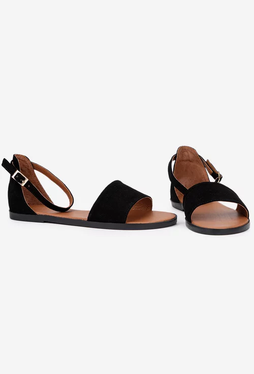 Sandale dama negre din piele intoarsa
