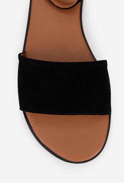 Sandale dama negre din piele intoarsa