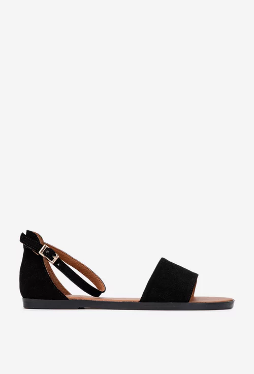 Sandale dama negre din piele intoarsa