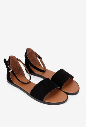 Sandale dama negre din piele intoarsa