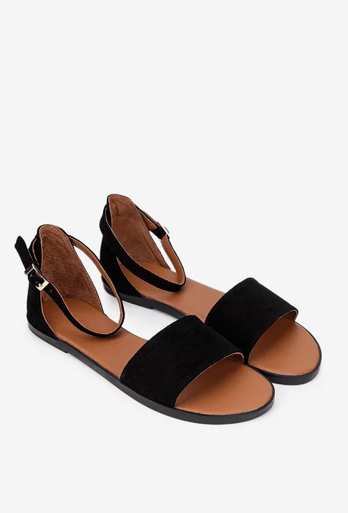 Sandale dama negre din piele intoarsa