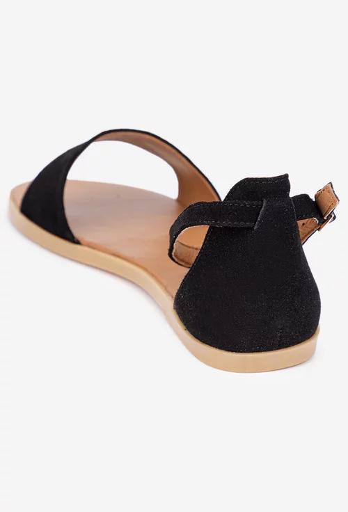 Sandale dama negre din piele intoarsa