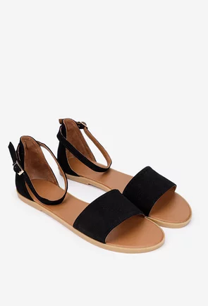 Sandale dama negre din piele intoarsa