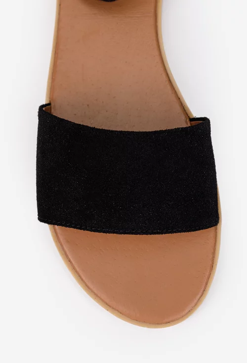 Sandale dama negre din piele intoarsa