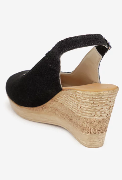 Sandale dama negre din piele intoarsa picture - 4