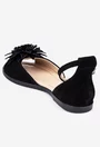 Sandale dama negre din piele intoarsa cu detaliu floare