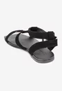 Sandale dama negre din piele intoarsa cu ornament